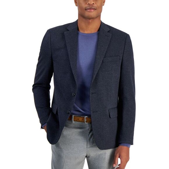 Michael Kors Mens Classic Fit Herringbone Sport Coat 52 Regular Navy Blazer NWT